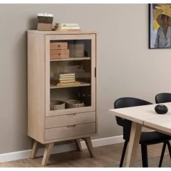 Nordhavn Vitrinekasten|Industriele Kasten|Eloria Vitrinekast laag Naturel 72cm