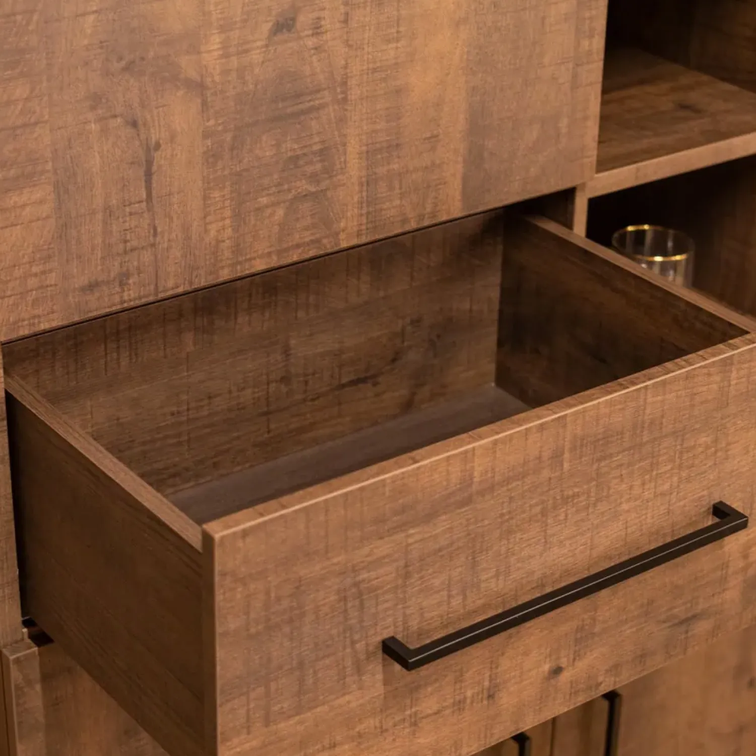 Maison Madera Wandkasten|Industriele Kasten|Elowen Wandkast hoog 4-deurs Donkerbruin 94cm