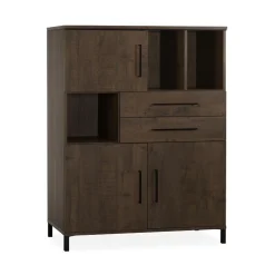 Maison Madera Wandkasten|Industriele Kasten|Elowen Wandkast laag 3-deurs Donkerbruin 120cm