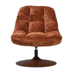 WOOOD Fauteuils|Elvi Draaifauteuil chenille structuur roestbruin