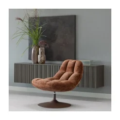 WOOOD Fauteuils|Elvi Draaifauteuil chenille structuur roestbruin