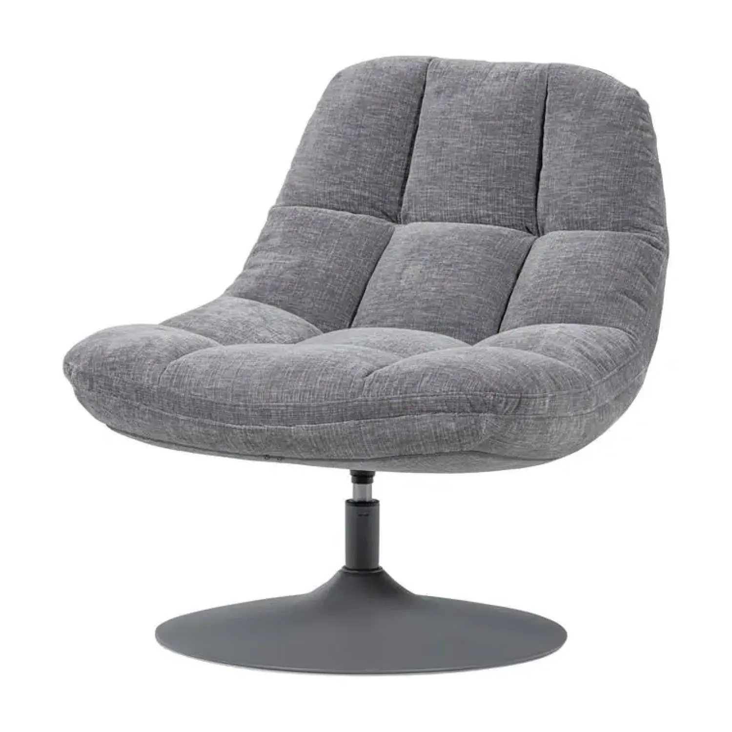 WOOOD Fauteuils|Elvi Draaifauteuil chenille structuur lichtgrijs