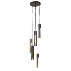 Kalfort Hanglampen|Elvira 5-lichts Hanglamp getrapt Zwart