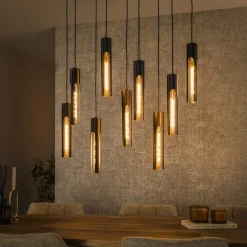 Kalfort Hanglampen|Elvira 9-lichts Hanglamp getrapt Zwart