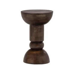 WOOOD Bijzettafels|Emel Bijzettafel rond Mangohout Donkerbruin 40cm