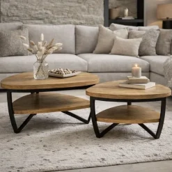 Vane Living Salontafels|Emmy Salontafel S driehoek Naturel mangohout 70cm