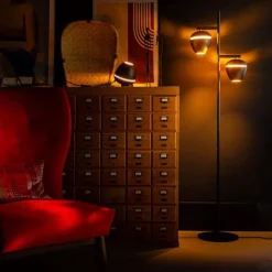 Trading Lighting Vloerlampen|ETH Claire 2-lichts vloerlamp zwart/goud