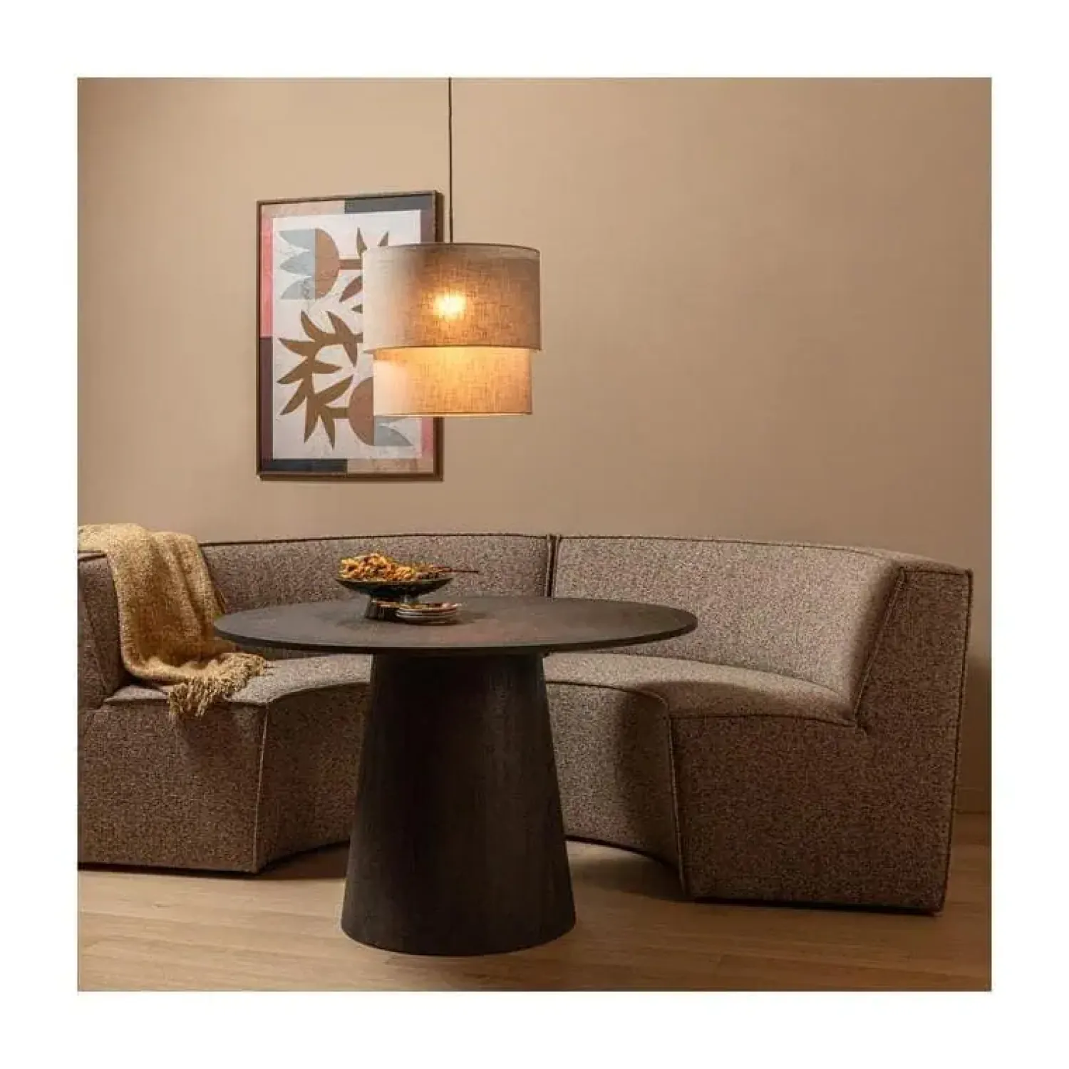 WOOOD Eetkamerbanken|Eetkamerbanken|Europa Eetkamerbank 2-zits geweven stof donkerbruin melange 186cm