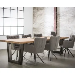 Kalfort Eettafels|Evan eettafel industrieel 300cm 60mm dikte blad acaciahout