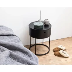 Nordhavn Nachtkastjes|Industriele Kasten|Evara Nachtkastje Zwart 40cm