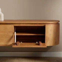Furndea Industriele Kasten|Tv Meubels|Evi Zwevend Tv meubel Naturel Mangohout 120cm