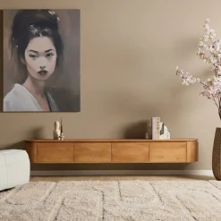 Furndea Industriele Kasten|Tv Meubels|Evi Zwevend Tv meubel Naturel Mangohout 240cm