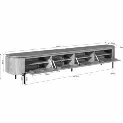 Furndea Industriele Kasten|Tv Meubels|Evi Zwevend Tv meubel Taupe Mangohout 240cm