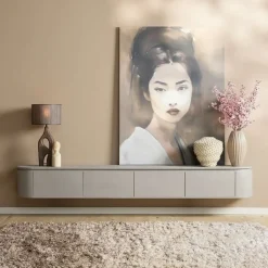 Furndea Industriele Kasten|Tv Meubels|Evi Zwevend Tv meubel Taupe Mangohout 240cm