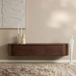 Furndea Industriele Kasten|Tv Meubels|Evi Zwevend Tv meubel Walnoot Mangohout 160cm