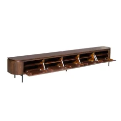 Furndea Industriele Kasten|Tv Meubels|Evi Zwevend Tv meubel Walnoot Mangohout 280cm