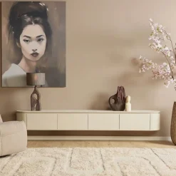 Furndea Industriele Kasten|Tv Meubels|Evi Zwevend Tv meubel Zand Mangohout 240cm