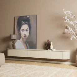 Furndea Industriele Kasten|Tv Meubels|Evi Zwevend Tv meubel Zand Mangohout 280cm