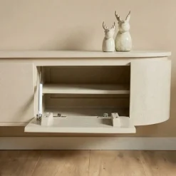 Furndea Industriele Kasten|Tv Meubels|Evi Zwevend Tv meubel Zand Mangohout 280cm