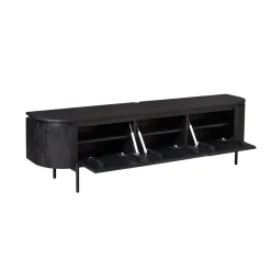 Furndea Industriele Kasten|Tv Meubels|Evi Zwevend Tv meubel Zwart Mangohout 160cm