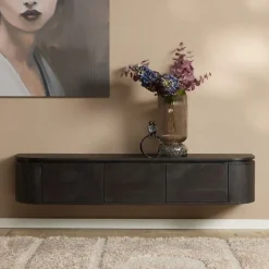 Furndea Industriele Kasten|Tv Meubels|Evi Zwevend Tv meubel Zwart Mangohout 160cm