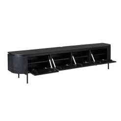 Furndea Industriele Kasten|Tv Meubels|Evi Zwevend Tv meubel Zwart Mangohout 200cm