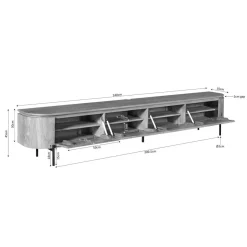 Furndea Industriele Kasten|Tv Meubels|Evi Zwevend Tv meubel Zwart Mangohout 240cm