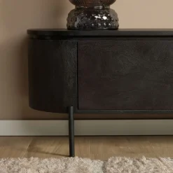 Furndea Industriele Kasten|Tv Meubels|Evi Zwevend Tv meubel Zwart Mangohout 240cm
