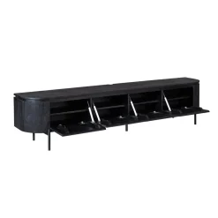 Furndea Industriele Kasten|Tv Meubels|Evi Zwevend Tv meubel Zwart Mangohout 240cm