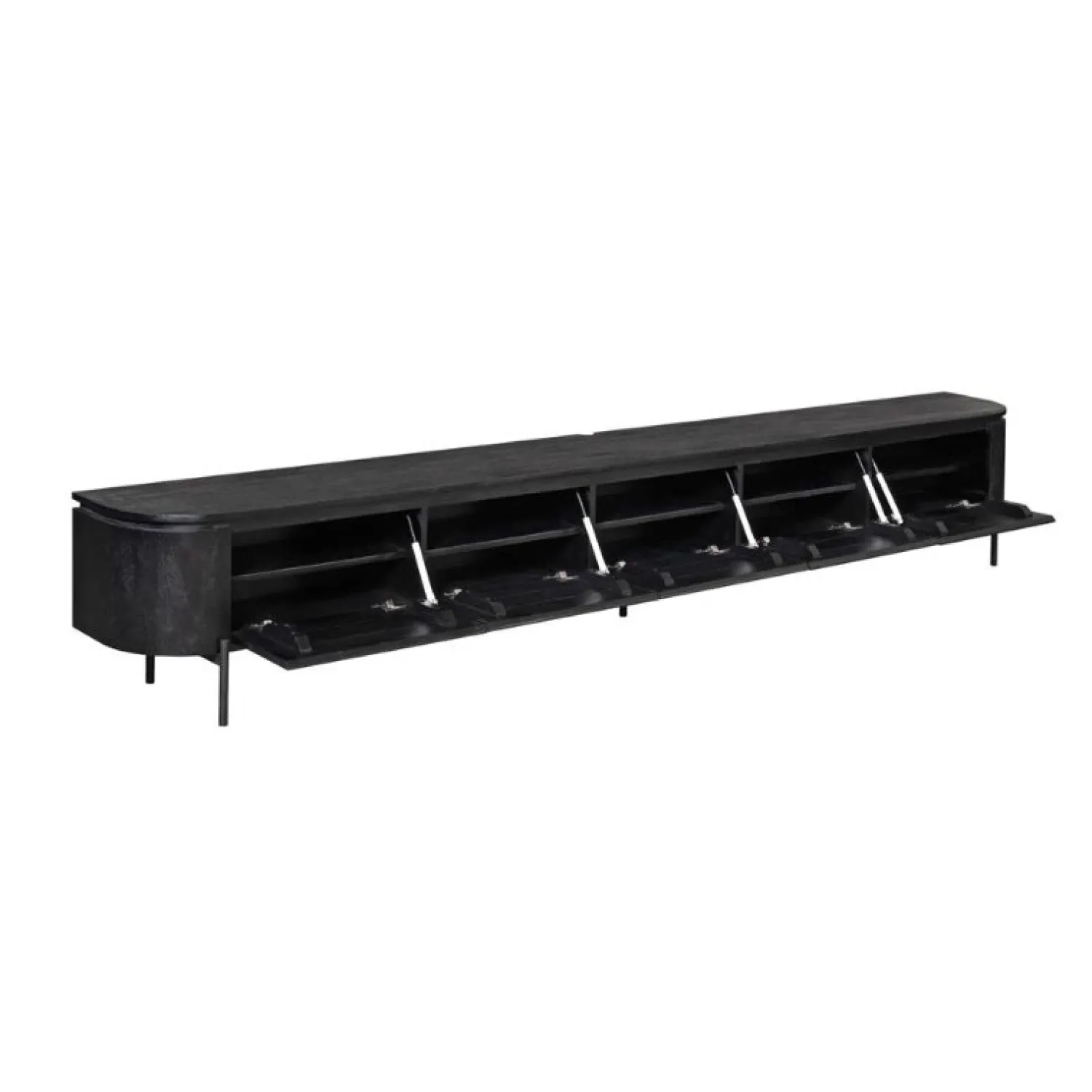 Furndea Industriele Kasten|Tv Meubels|Evi Zwevend Tv meubel Zwart Mangohout 280cm