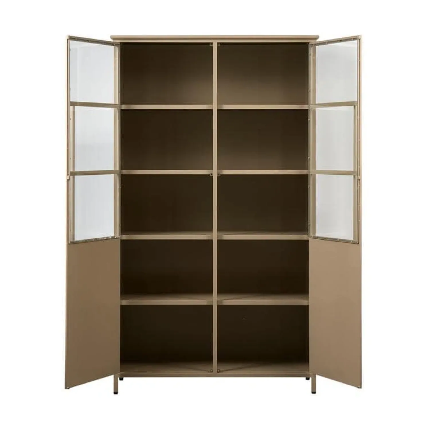 WOOOD Vitrinekasten|Industriele Kasten|Exhibit Vitrinekast metaal khaki 99 cm