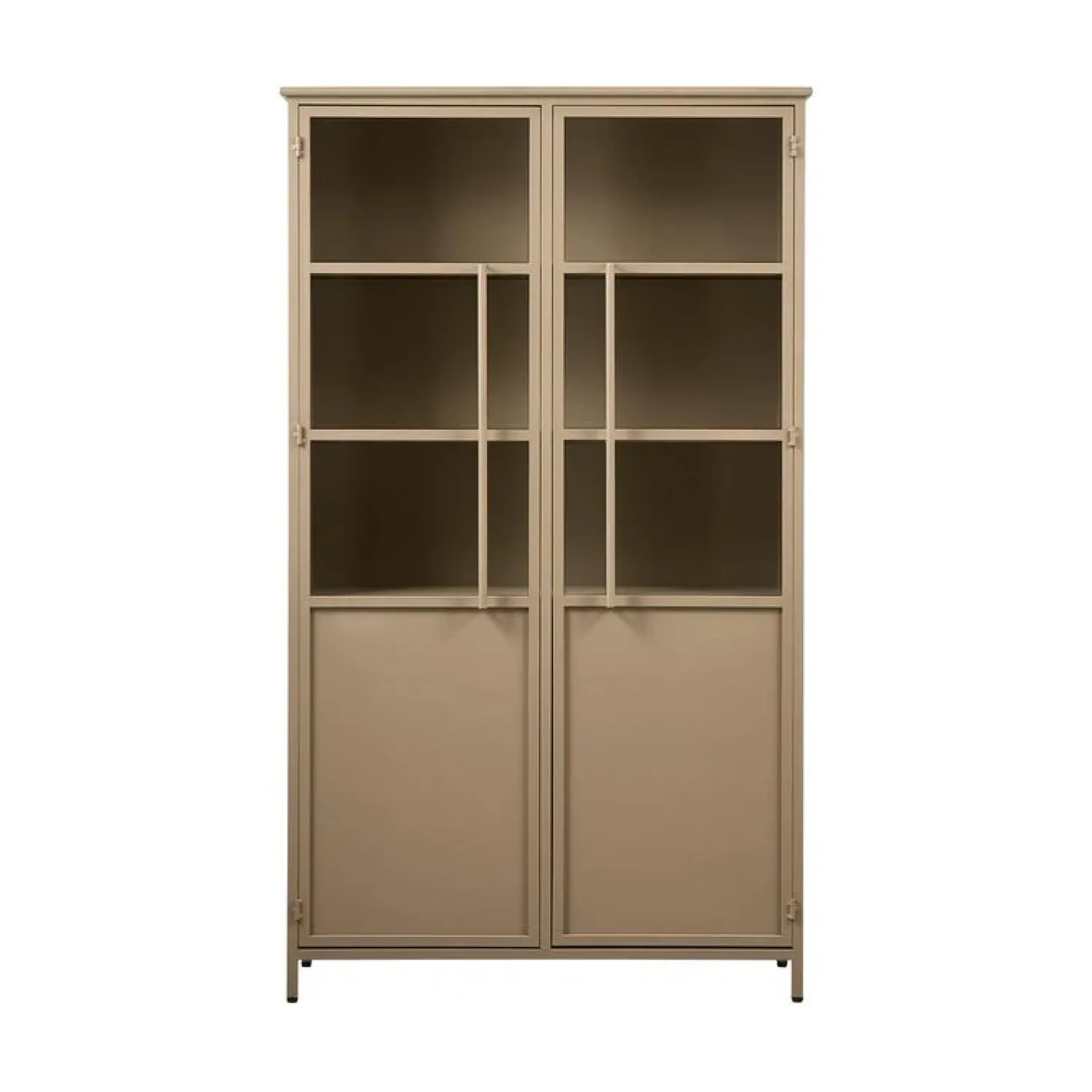 WOOOD Vitrinekasten|Industriele Kasten|Exhibit Vitrinekast metaal khaki 99 cm