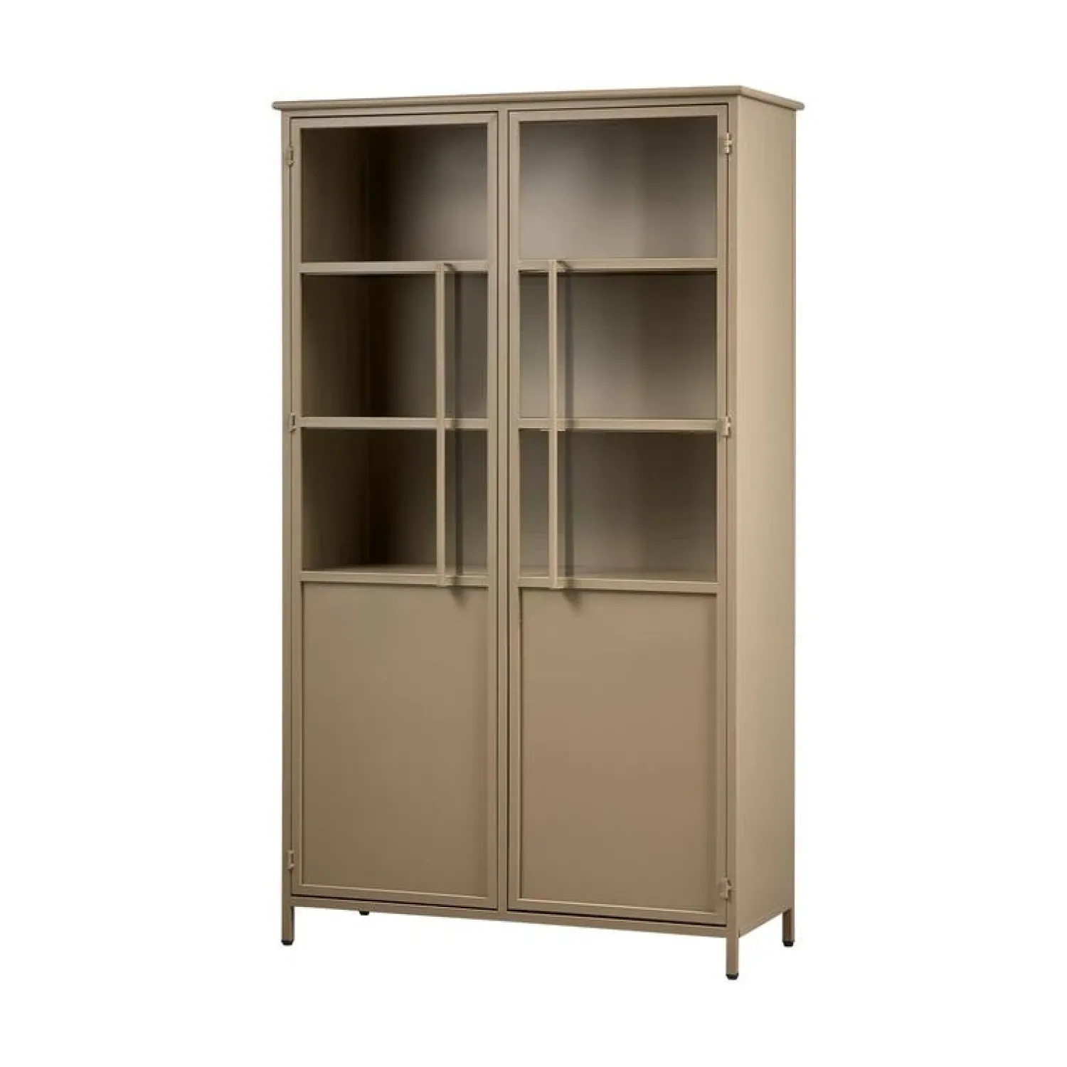 WOOOD Vitrinekasten|Industriele Kasten|Exhibit Vitrinekast metaal khaki 99 cm