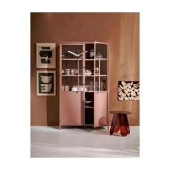 WOOOD Vitrinekasten|Industriele Kasten|Exhibit Vitrinekast metaal tan 99 cm