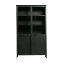 WOOOD Vitrinekasten|Industriele Kasten|Exhibit Vitrinekast metaal zwart 99 cm