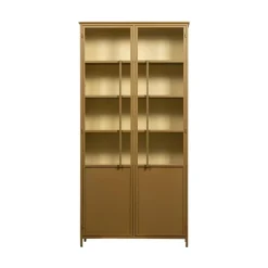 WOOOD Vitrinekasten|Industriele Kasten|Exhibit XL 2-deurs Vitrinekast metaal honinggeel 99 cm