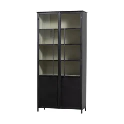 WOOOD Vitrinekasten|Industriele Kasten|Exhibit XL 2-deurs Vitrinekast metaal zwart 99 cm