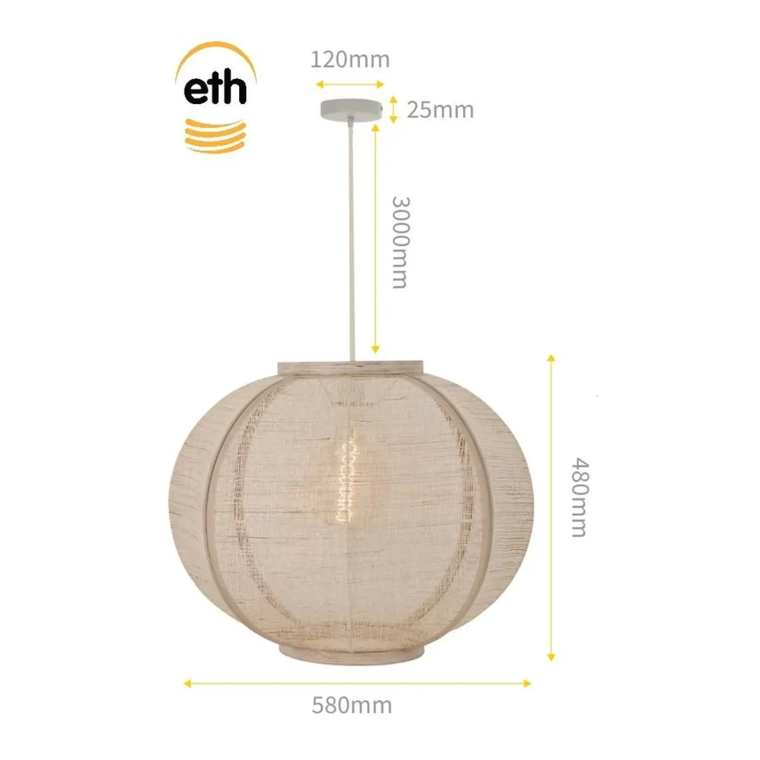 Kalfort Hanglampen|Fabric 1-lichts Hanglamp Zand 58cm