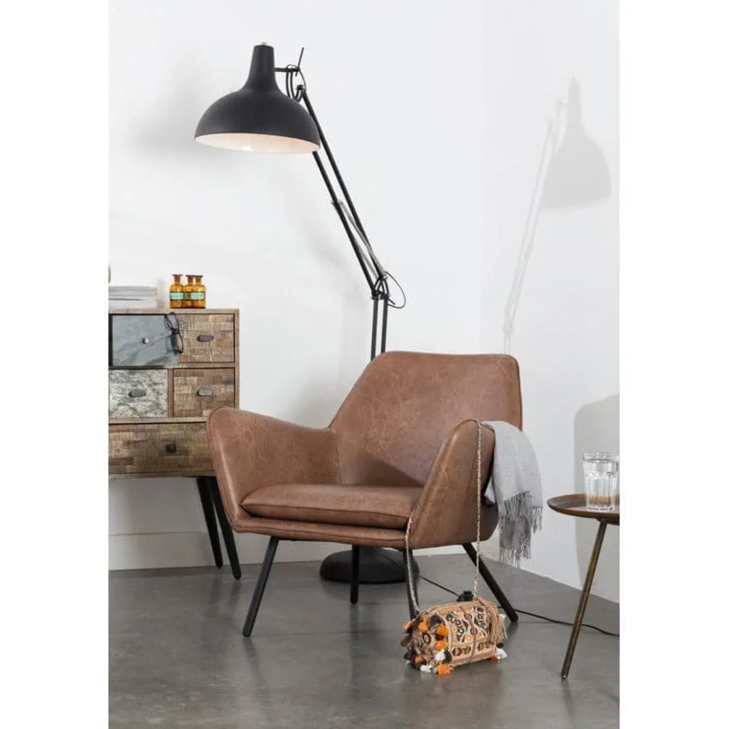 NORI Living Fauteuils|Fauteuil Bon Bruin PU leer