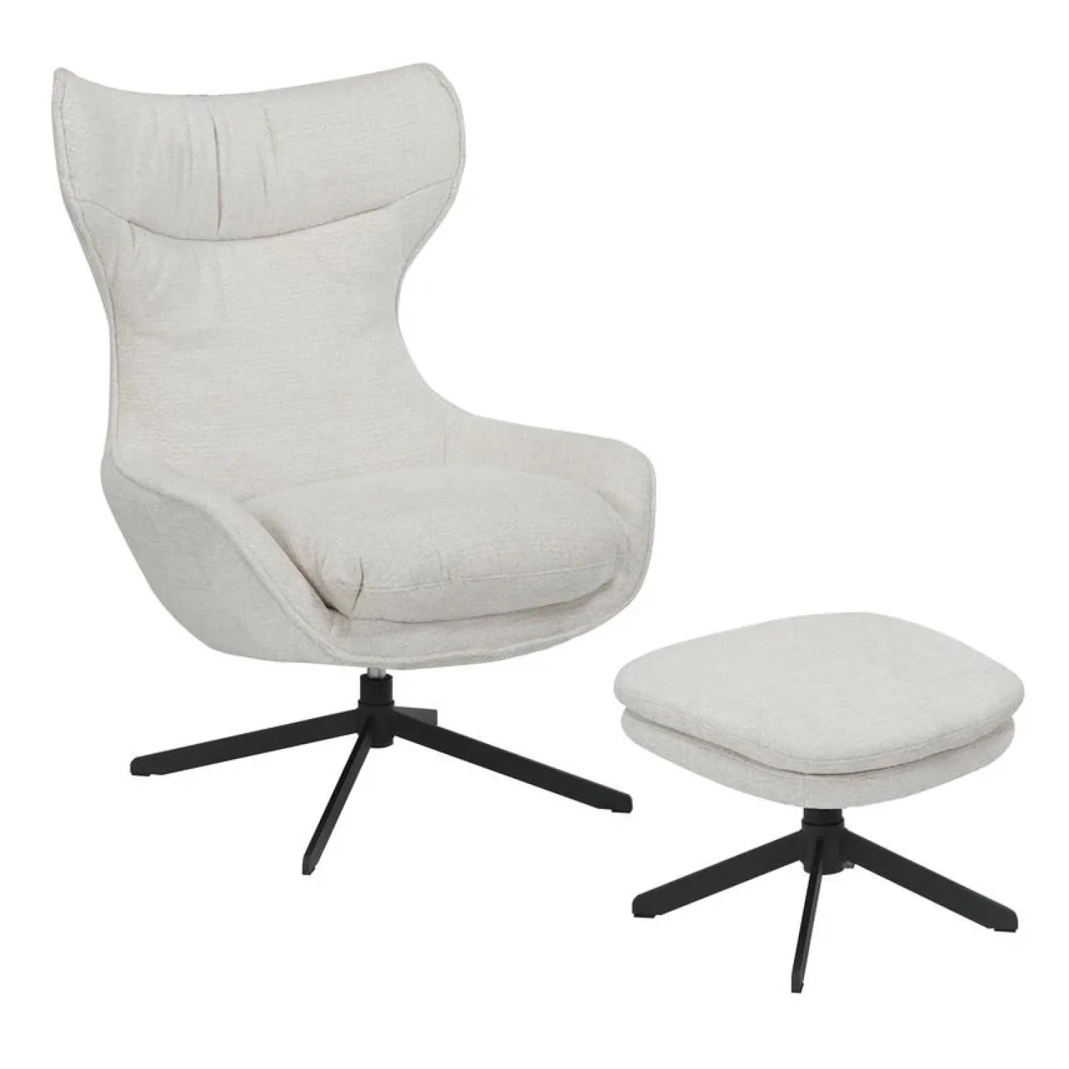 Furndea Fauteuils|Fauteuil Hannah met voetenbank Gebroken wit