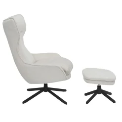 Furndea Fauteuils|Fauteuil Hannah met voetenbank Gebroken wit