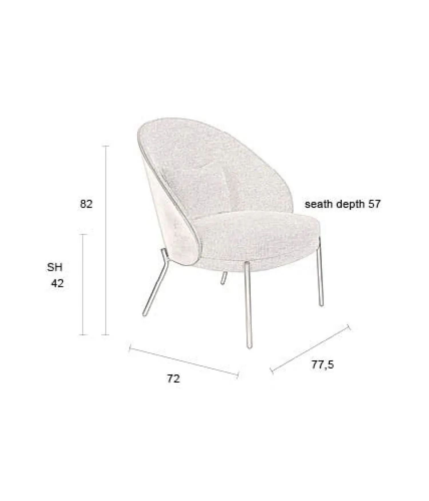 Dutchbone Fauteuils|Fauteuil Rodin Grijs 78cm
