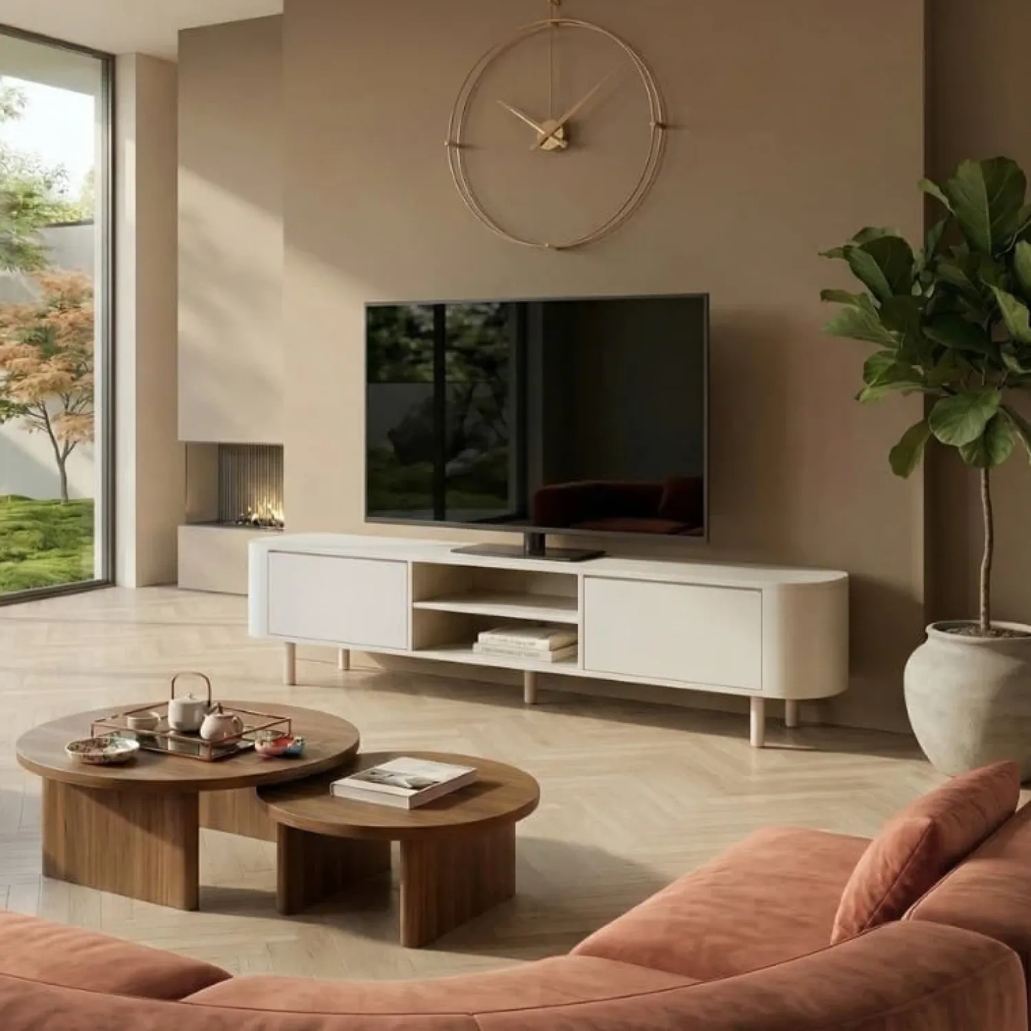 Vane Living Industriele Kasten|Tv Meubels|Faye Tv meubel Zand 200 cm