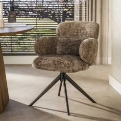 Kalfort Eetkamerstoelen|Federico Eetkamerstoel Hoven Champagne-bruin
