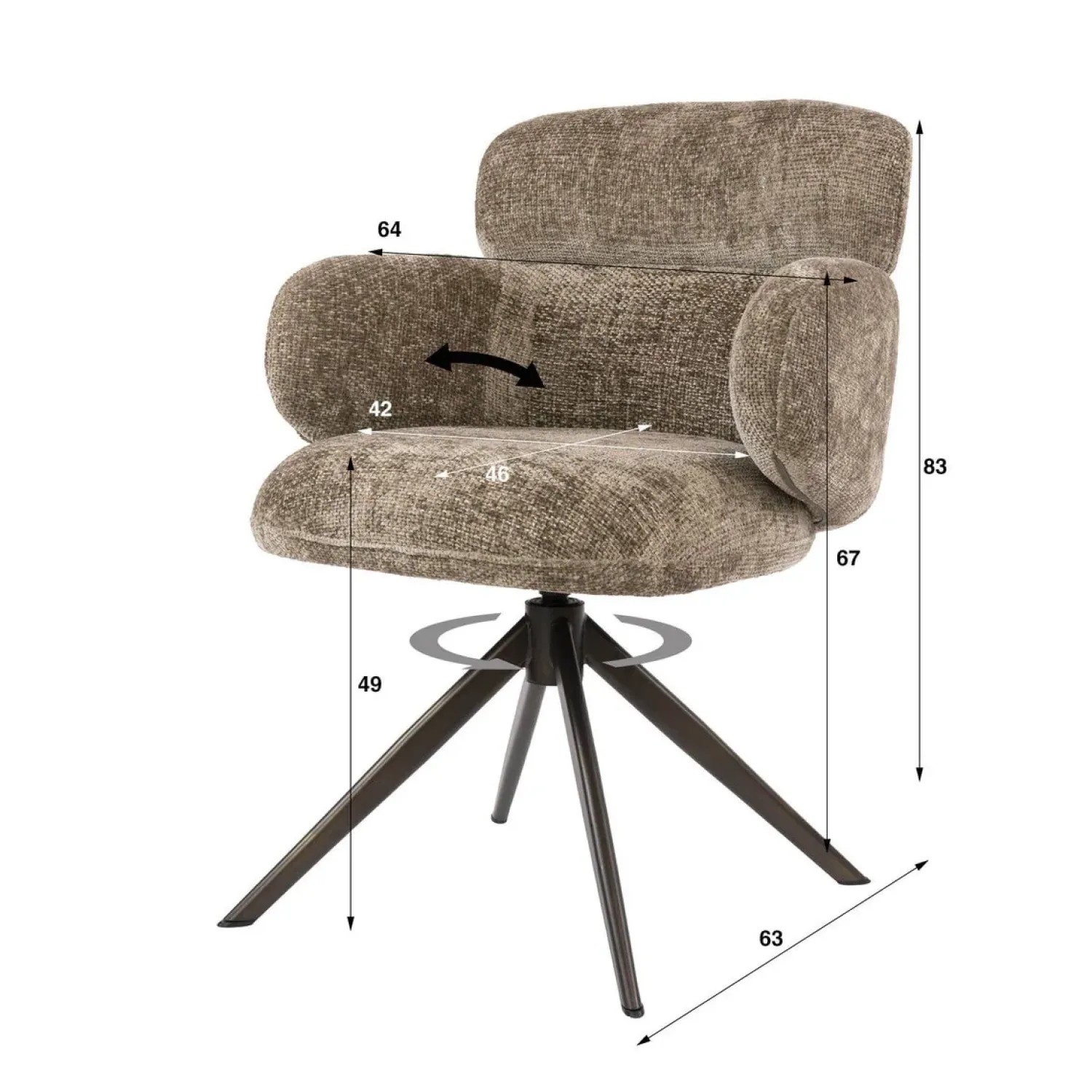 Kalfort Eetkamerstoelen|Federico Eetkamerstoel Hoven Champagne-bruin