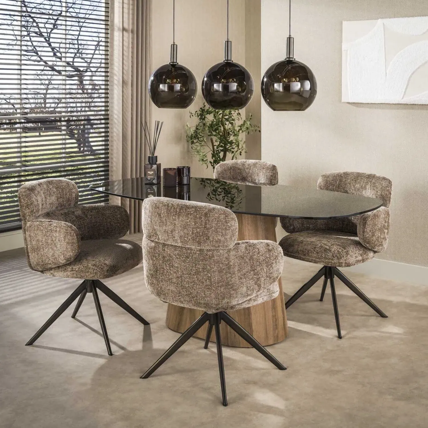 Kalfort Eetkamerstoelen|Federico Eetkamerstoel Hoven Champagne-bruin