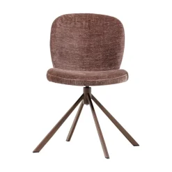 WOOOD Eetkamerstoelen|Femke Eetkamerstoel chenille bruin
