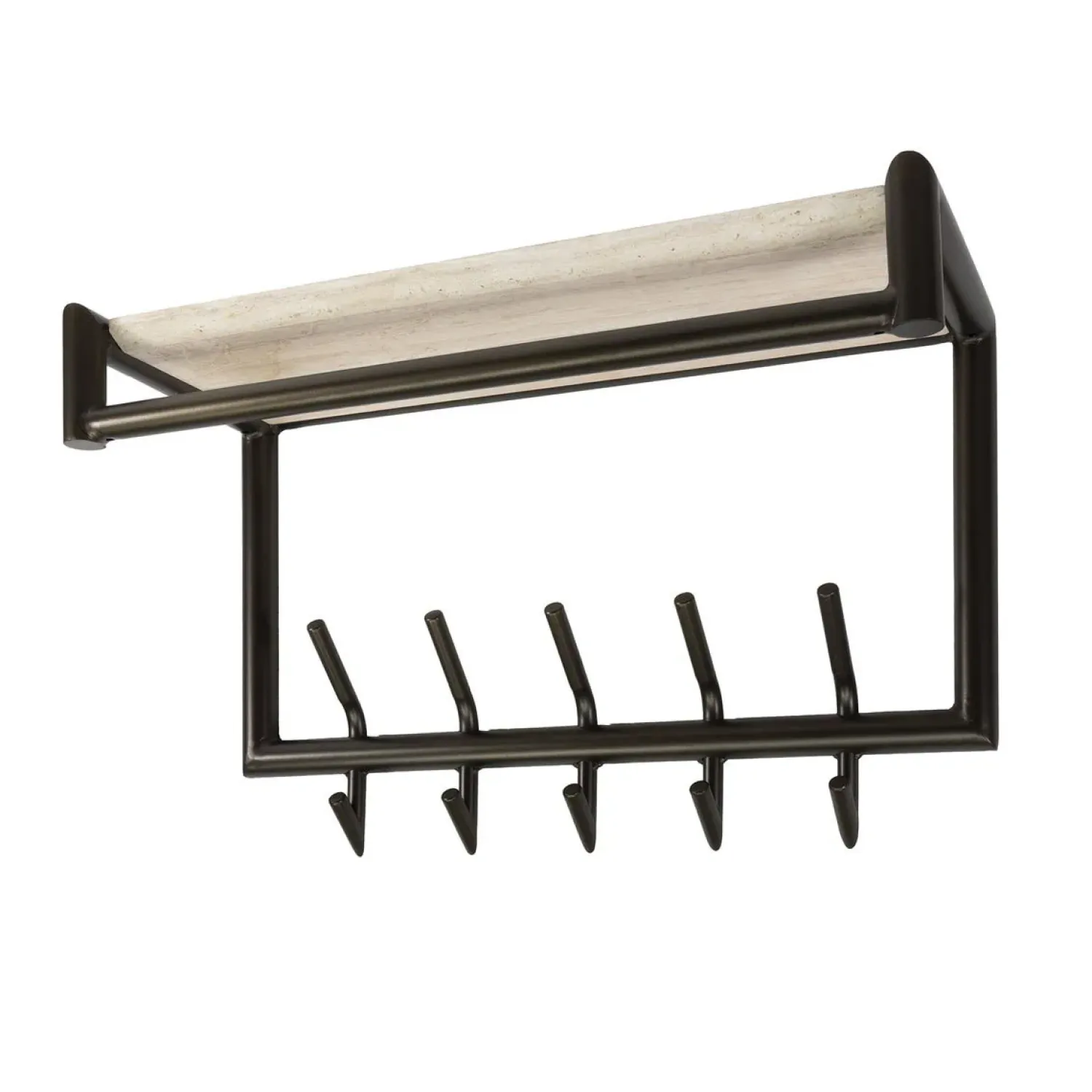 Kalfort Kapstokken|Fenna Kapstok met hoedenplank 10 haken Travertine 65cm