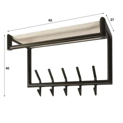 Kalfort Kapstokken|Fenna Kapstok met hoedenplank 10 haken Travertine 65cm