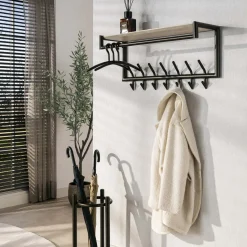 Kalfort Kapstokken|Fenna Kapstok met hoedenplank 14 haken Travertine 85cm